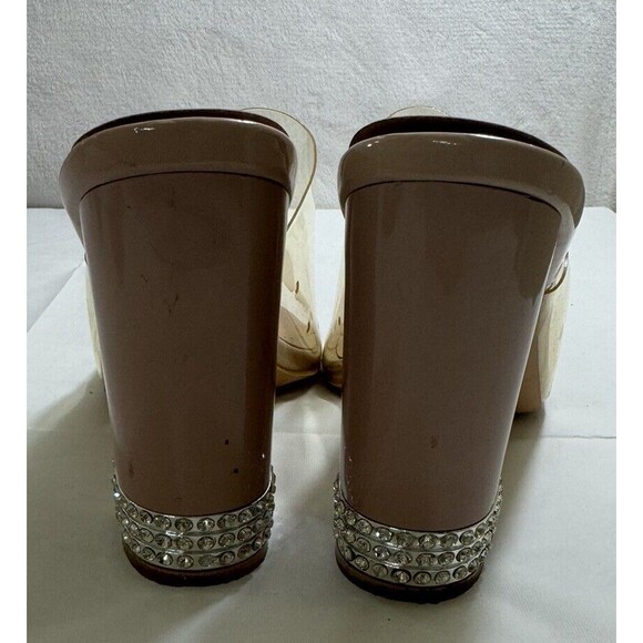 Azalea Wang Clear Rich Girl Chunky Heel with Diamonds Blink Sandal -size 11 - Picture 3 of 6